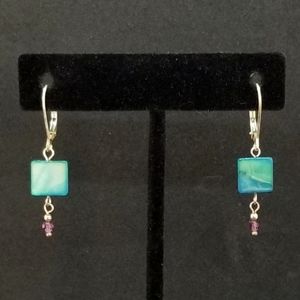 Sterling silver teal & crystal earrings